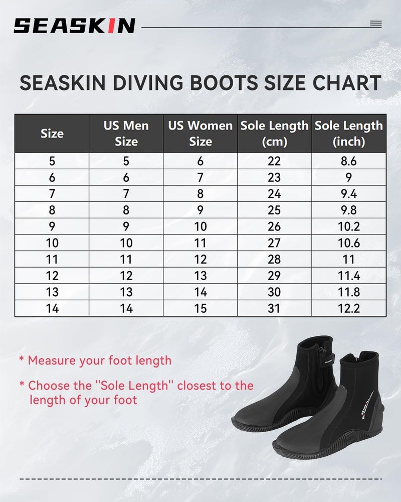 Seaskin 3mm Neoprene Diving Boots Mens Womens, Anti-Slip Rubber Sole Wetsuit Boots for Water Sports - Image 2